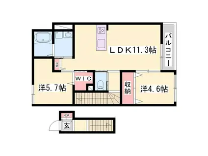 アヴェルラ・プラス(1LDK/2階)の間取り写真