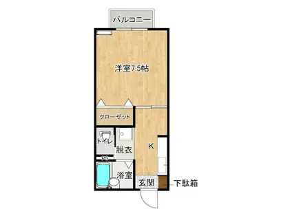 キャッスル博多(1K/2階)の間取り写真