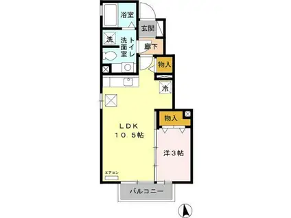 ブリエ・ファム(1LDK/1階)の間取り写真