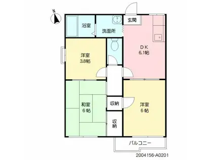 ベルテック須屋I(1LDK/2階)の間取り写真