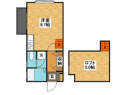 ゆたりハイツ(ワンルーム/1階)の間取り写真