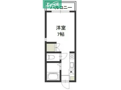 プリメゾン岡山津倉(1K/1階)の間取り写真