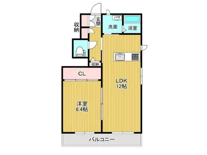 かぐや姫パーク B棟(1LDK/1階)の間取り写真