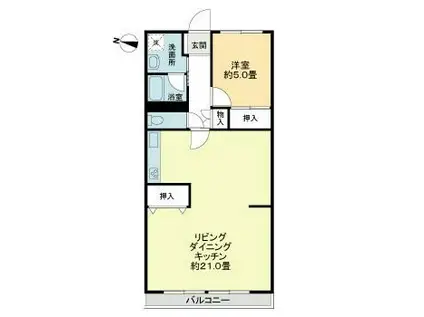 シャトー八戸ノ里(1LDK/10階)の間取り写真