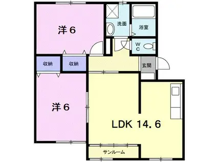 ノーヴァI(2LDK/2階)の間取り写真