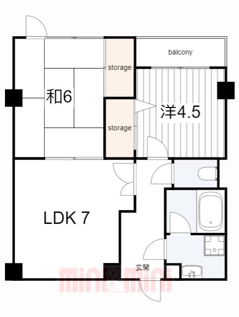 宮地マンション(2LDK/3階)の間取り写真