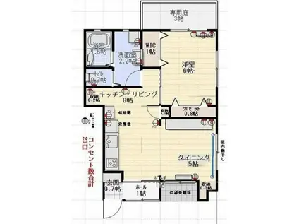サンハイツ府中(1LDK/1階)の間取り写真