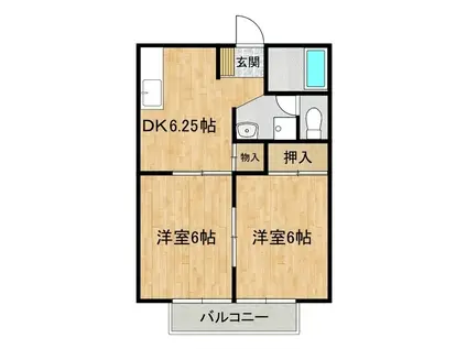 パナハイツ川崎 B棟(2DK/1階)の間取り写真