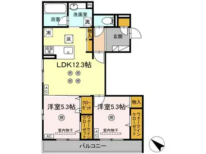 スリール・コート(2LDK/1階)の間取り写真