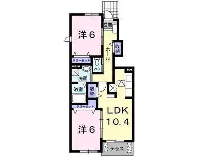 リバーヒルA(2LDK/1階)の間取り写真