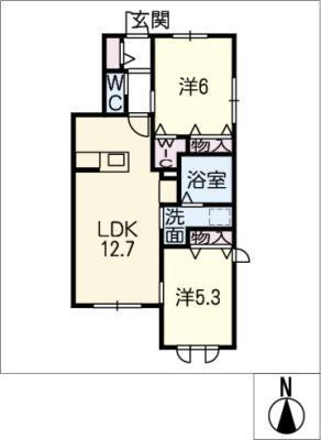 T´Sフローラ(2LDK/1階)の間取り写真