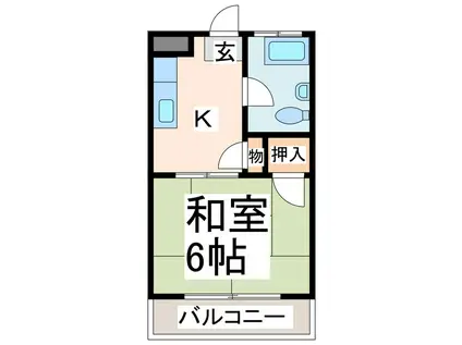 健軍ヒルズ(1K/3階)の間取り写真