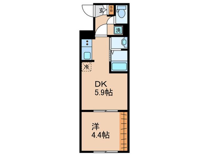 GRAN PASEO大森北(1DK/2階)の間取り写真