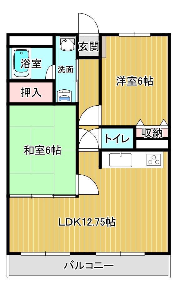 白金マンション(2LDK/2階)の間取り写真