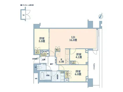 BRILLIATOWER箕面船場TOP OF THE HILL(3LDK/11階)の間取り写真