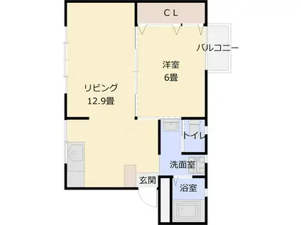 第1コーポ平野(1LDK/2階)の間取り写真