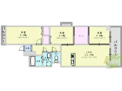 インプルーブ天満橋(2LDK/2階)の間取り写真