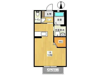 ラ・フォンテーヌ(ワンルーム/2階)の間取り写真