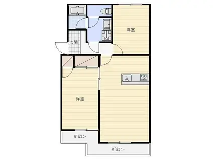 ローザンヌ V(2LDK/1階)の間取り写真