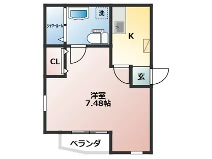 Aレガート神明町I(1K/2階)の間取り写真