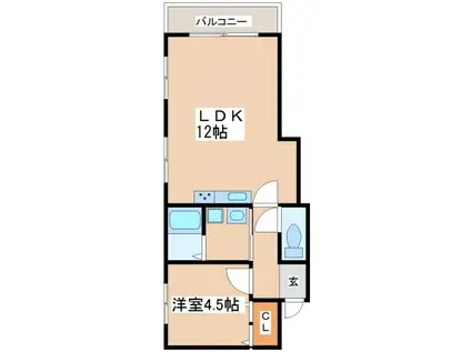 M&Cビル(1LDK/4階)の間取り写真