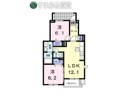 スカイ アメニティー(2LDK/1階)の間取り写真