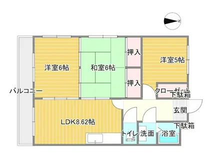 フォートレスハイツ白石(3LDK/3階)の間取り写真
