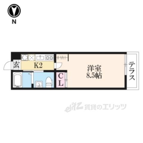 KAMO RIVER清水五条(1K/1階)の間取り写真