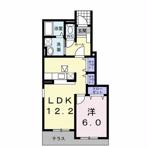 グランドゥールA・B(1LDK/1階)の間取り写真