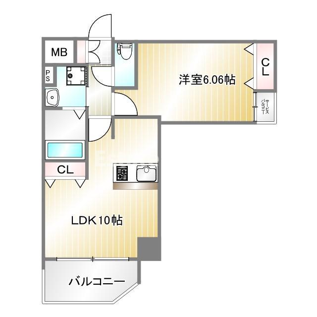 プレサンス三宮フラワーロード(1LDK/3階)の間取り写真