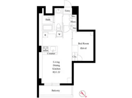 ラ・ミアカーサ中目黒(1LDK/2階)の間取り写真