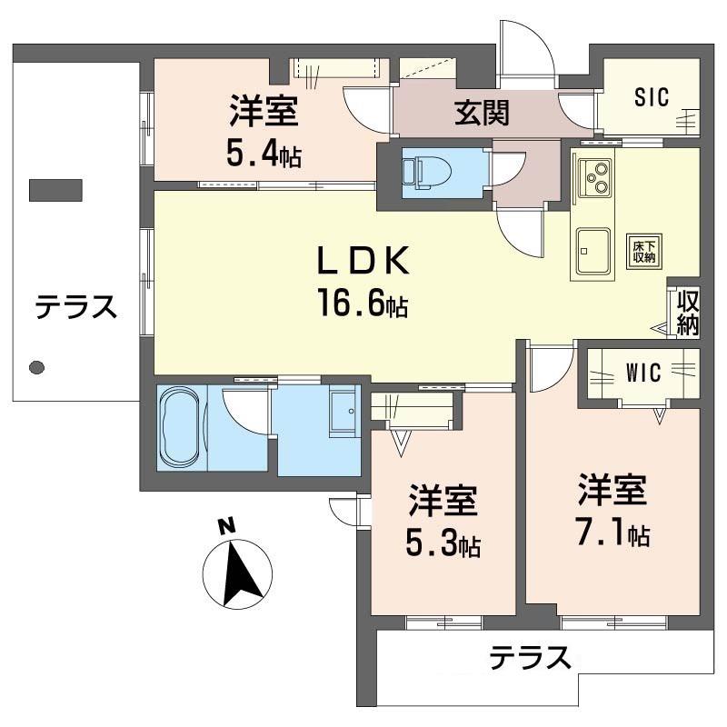 グランド ヒルズ(3LDK/1階)の間取り写真