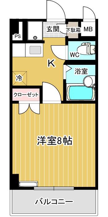 レジデンスひかり(1K/2階)の間取り写真