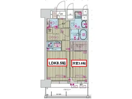 プレサンス九条グランデリーヴ(1LDK/10階)の間取り写真