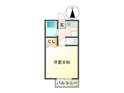 メルベーユ算所(1K/2階)の間取り写真