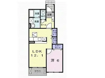 オリエンタルコート(1LDK/1階)の間取り写真