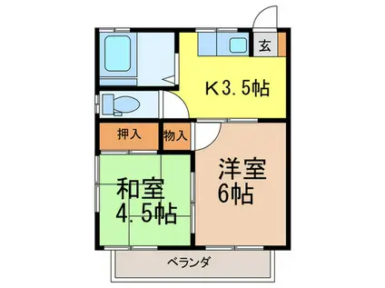 ハイツスエツグ(2K/2階)の間取り写真