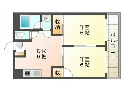 ピープルタウン八幡(2DK/2階)の間取り写真