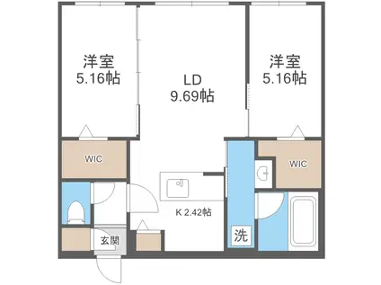 DIORE RESIDENCE SAPPORO(2LDK/5階)の間取り写真