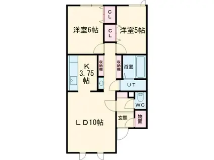 BLUE NOTE RYOKKEN III(2LDK/2階)の間取り写真