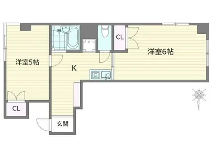 グリーンヒル中井(2K/1階)の間取り写真