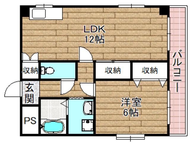 735柳ビル(1LDK/2階)の間取り写真