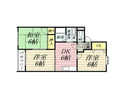 ミュゼくまの(3DK/2階)の間取り写真