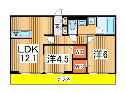 つくばエクスプレス 南流山駅 徒歩11分 3階建 築1年(2LDK/1階)の間取り写真