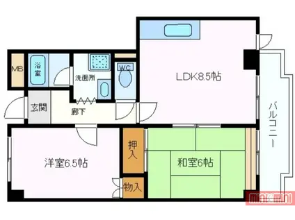 ヴィラ諸口(2LDK/3階)の間取り写真