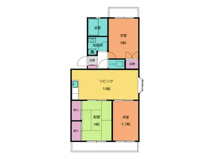 キフネマンション B(3LDK/2階)の間取り写真