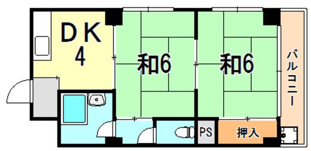 ニューサンハイツ(2DK/2階)の間取り写真