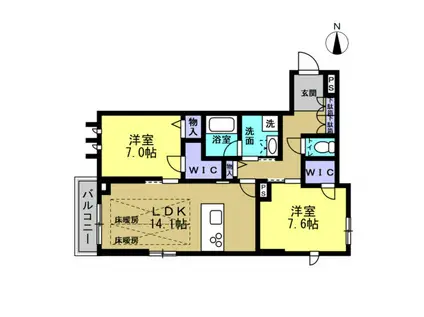 グランディール(2LDK/3階)の間取り写真