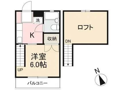 上原ハイツ(1K/3階)の間取り写真