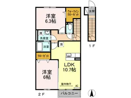 ルミエール A(2LDK/2階)の間取り写真